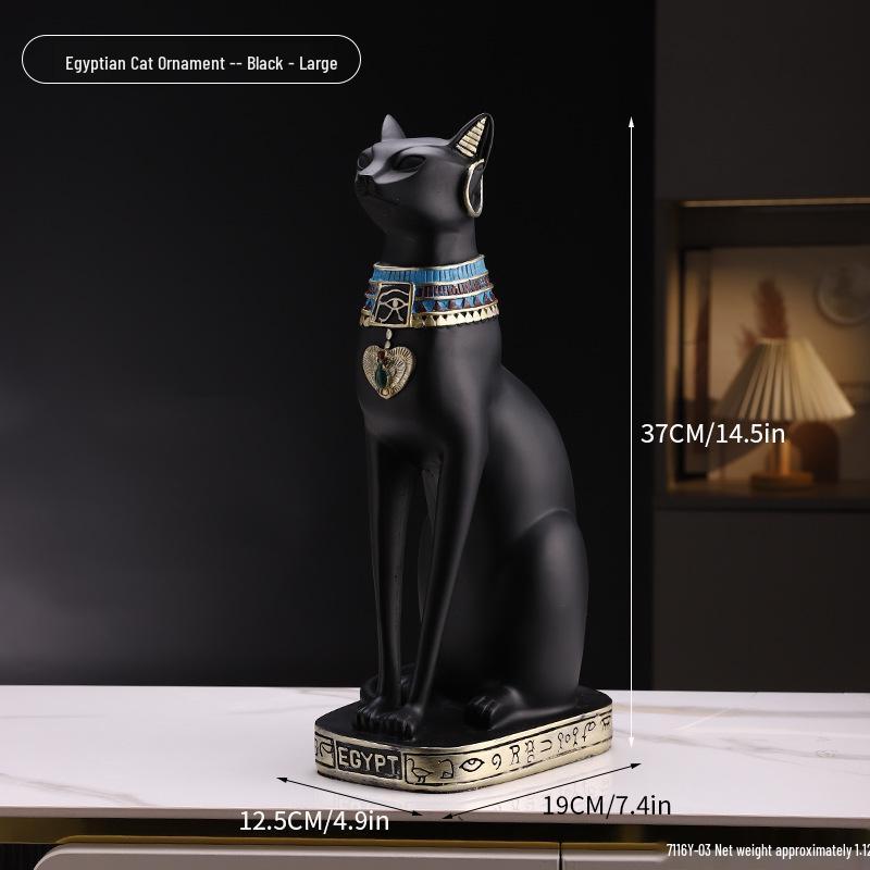 Figurina Esotica di Gatto Egiziano in Resina per Arredamento Casa o Caffetteria