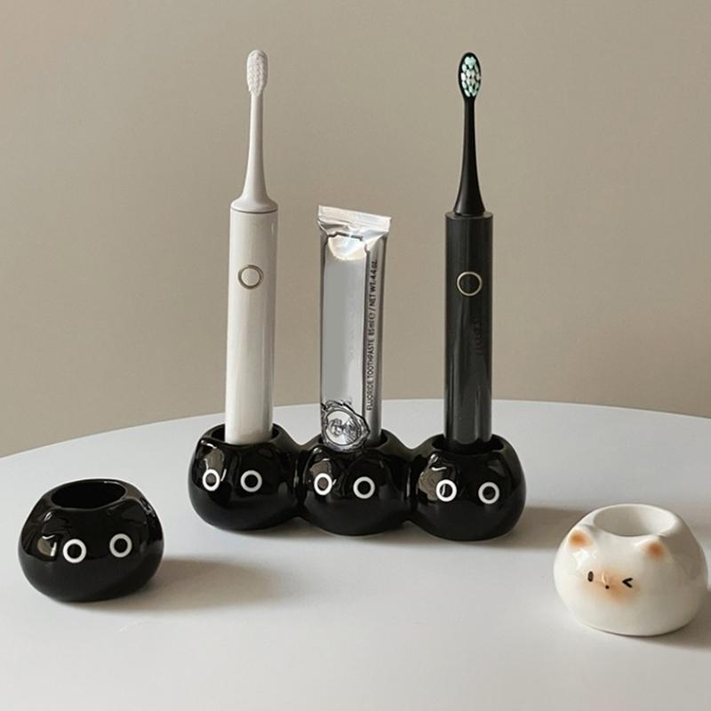 Ceramic Toothbrush Holder Cute Siamese Cat Electric Toothbrush Rack Storage Shelf Toothpaste Placement Home Bathroom Decoration