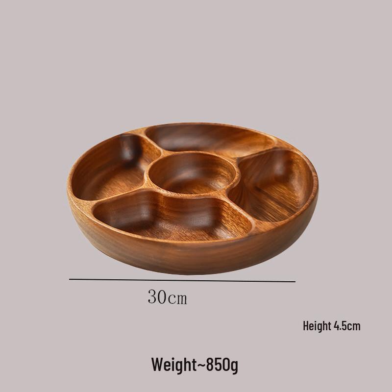 

Walnut Wood Round 5-Compartment Serving Tray