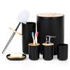 Bathroom Set: Mug, Toilet Brush, Waste Bin, Soap Dispenser, Stand
