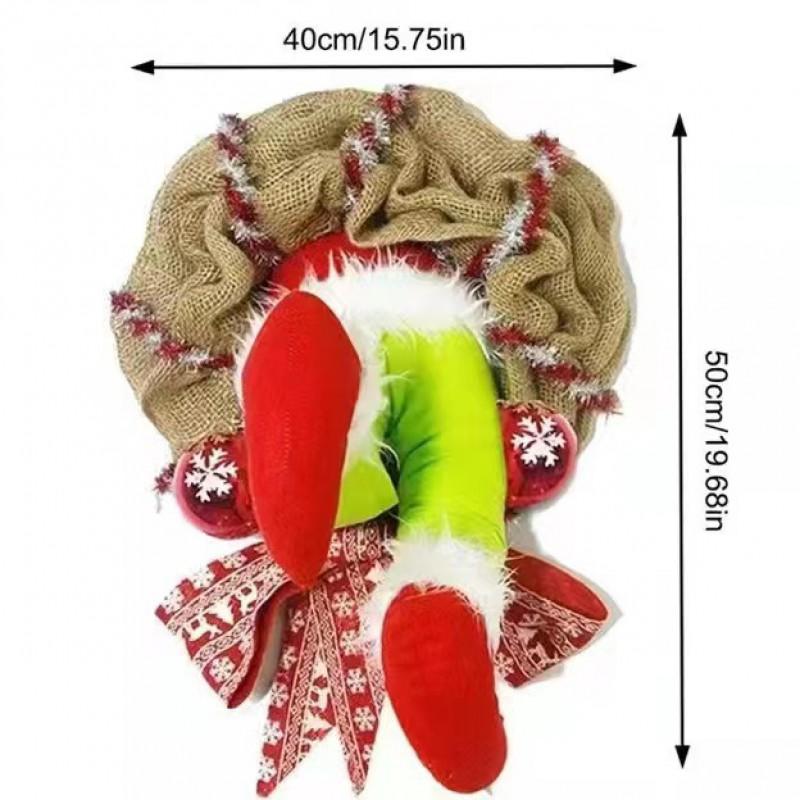 Santa Wreath Plush Ornament Christmas Hanging Decor Home Wall Door
