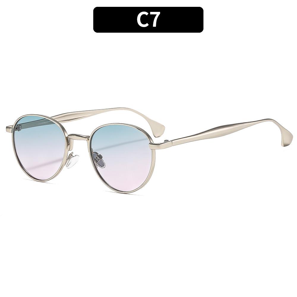 Women's sunglasses, men's and women's retro sunglasses, metal round frame sunglasses.
