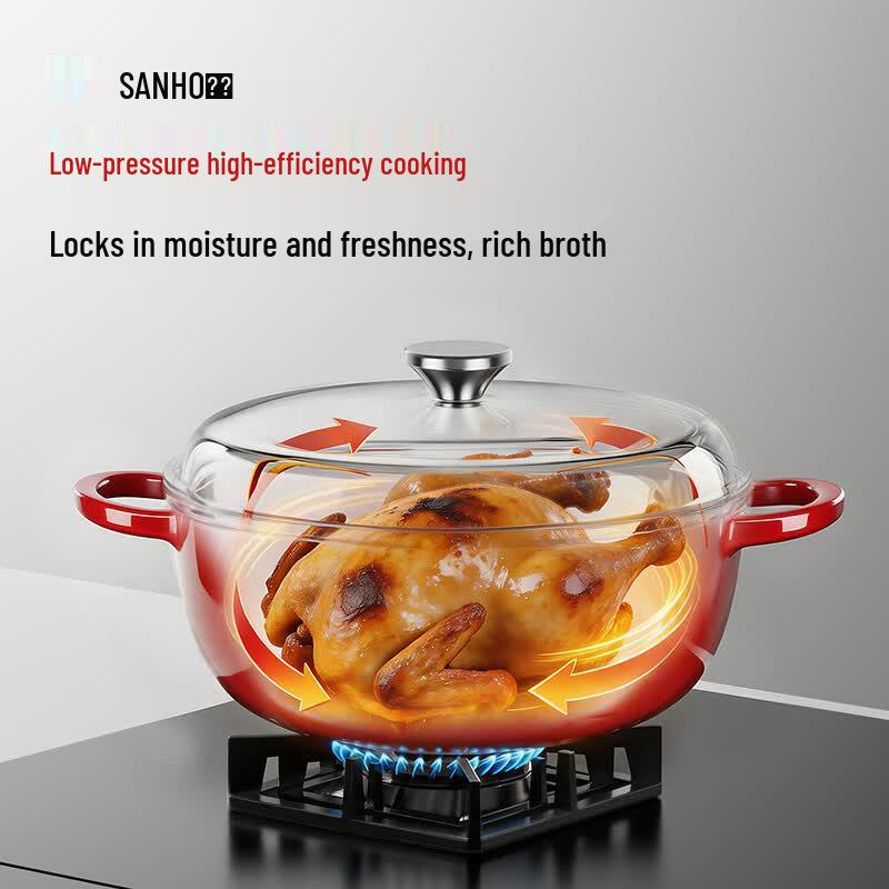 Sanhe 3.2L Visible Micro-Pressure Cast Iron Enamel Soup Pot