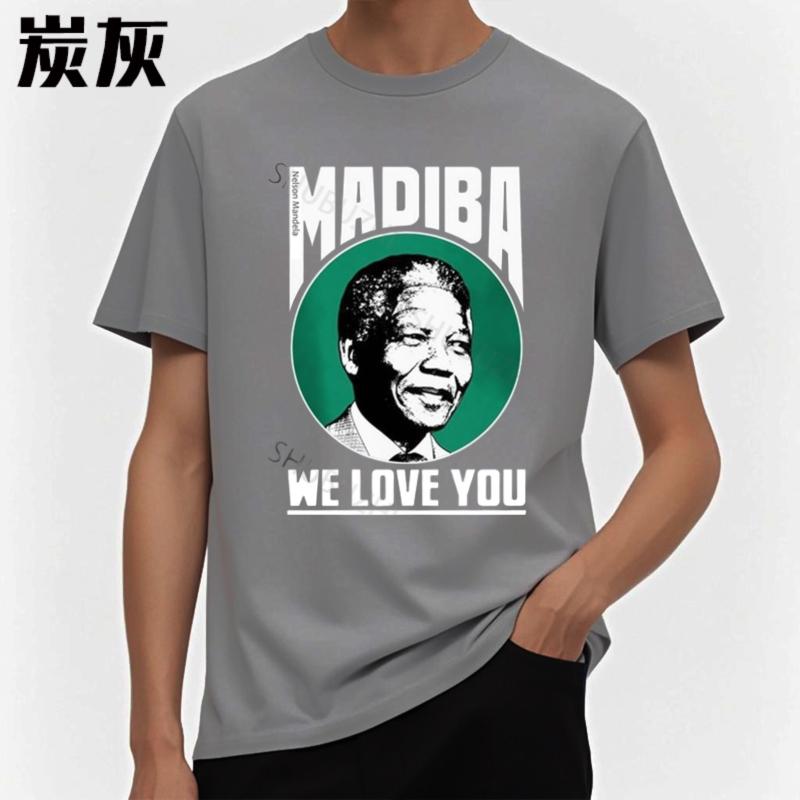 Pánské luxusní bavlněné tričko NELSON MANDELA Pocta pánské tričko Pánské letní volné topy Pro něj Větší velikosti Tričko Trendy tričko