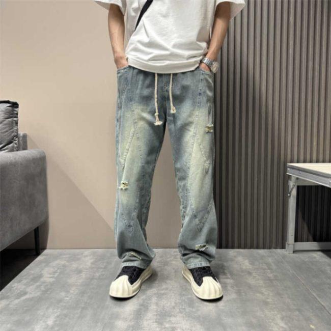 Hong Kong Trend Vară Bărbați Nou cu picior drept Blugi cu litere personalizate Hip-Hop Ins Trendy High Street Trendy Huligan Pantaloni frumoși