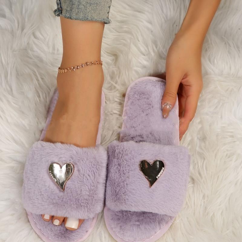 Heart shaped flat slippers women's cotton slippers