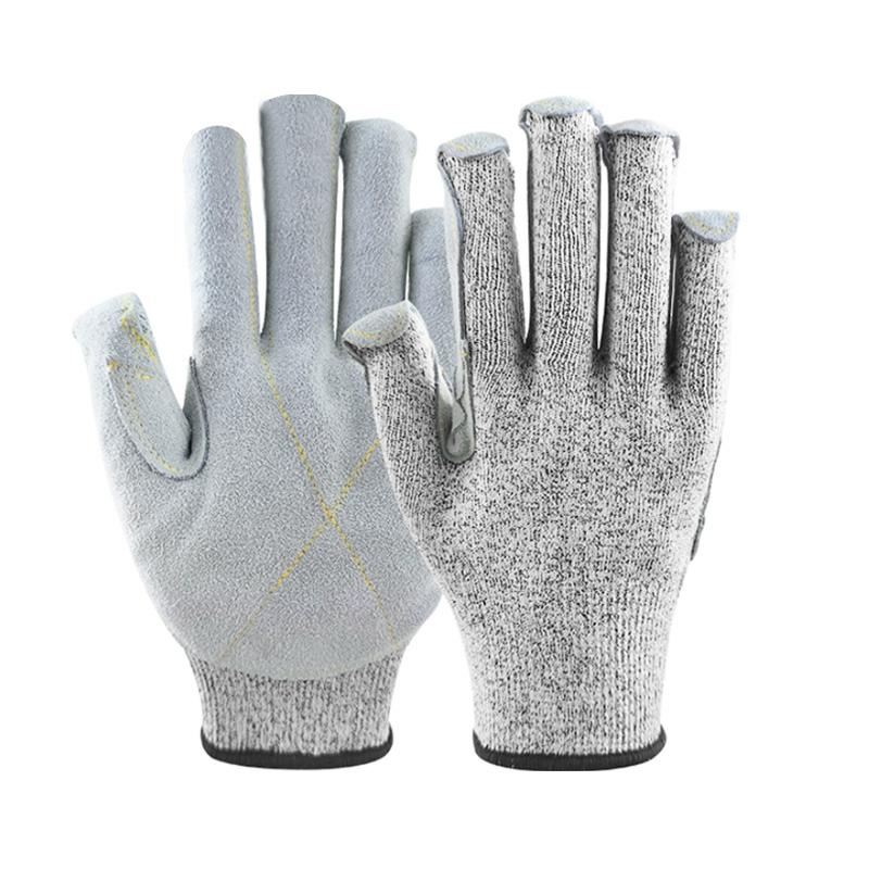 SIZA Safety Cut Proof Seamless Knitted Safety Gloves with Cow Leather Palm Anti-cut Function for Slaughter Cutting & Repair Work