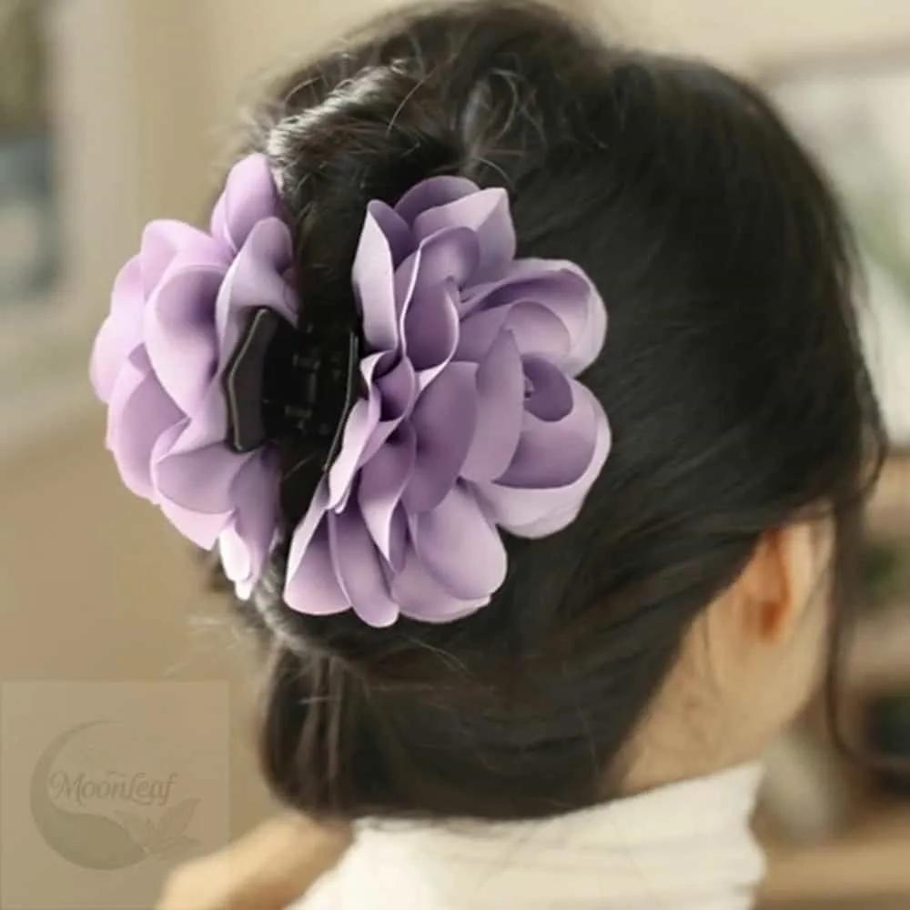 MLSTORE Chiffon Purple Flower Hair Clip Bun Hair Clip