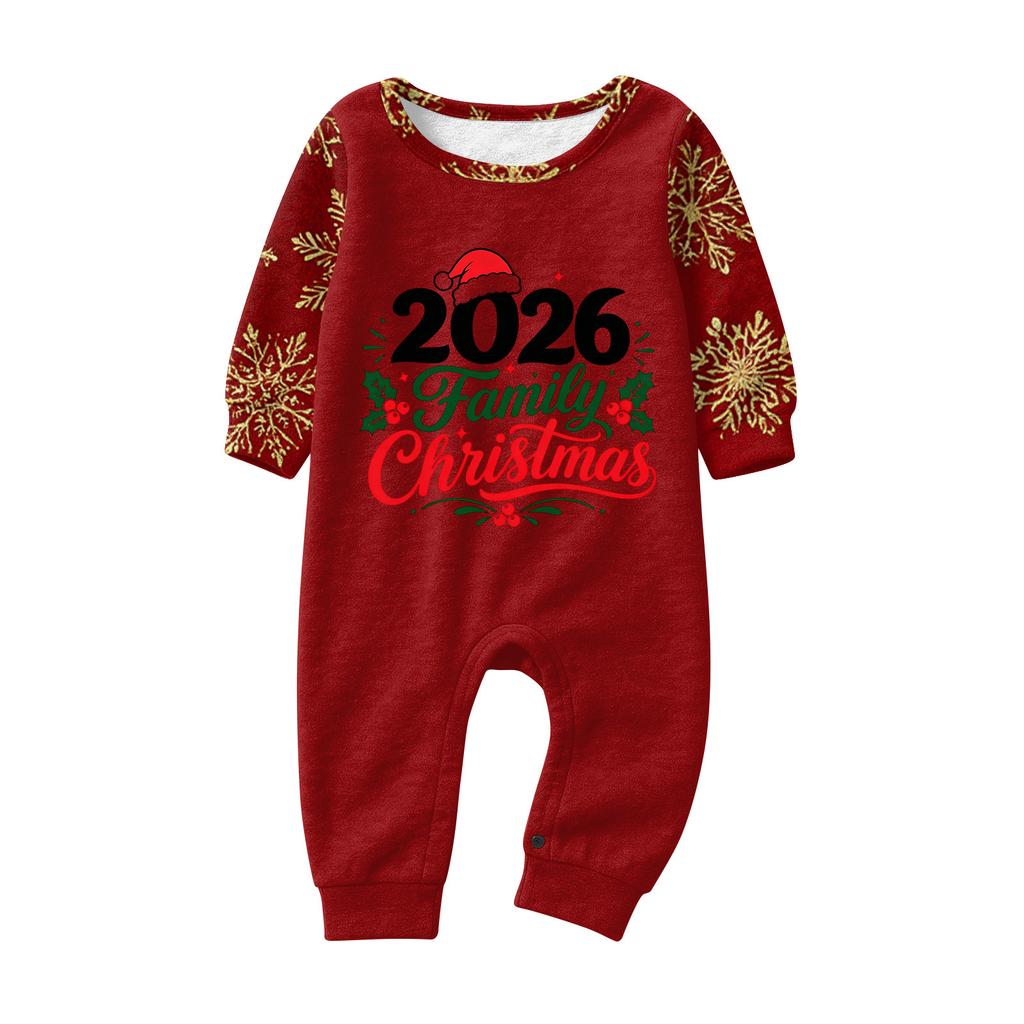 Christmas Print Long Sleeve and Pants Matching Family Loungewear Set for Parent and Child