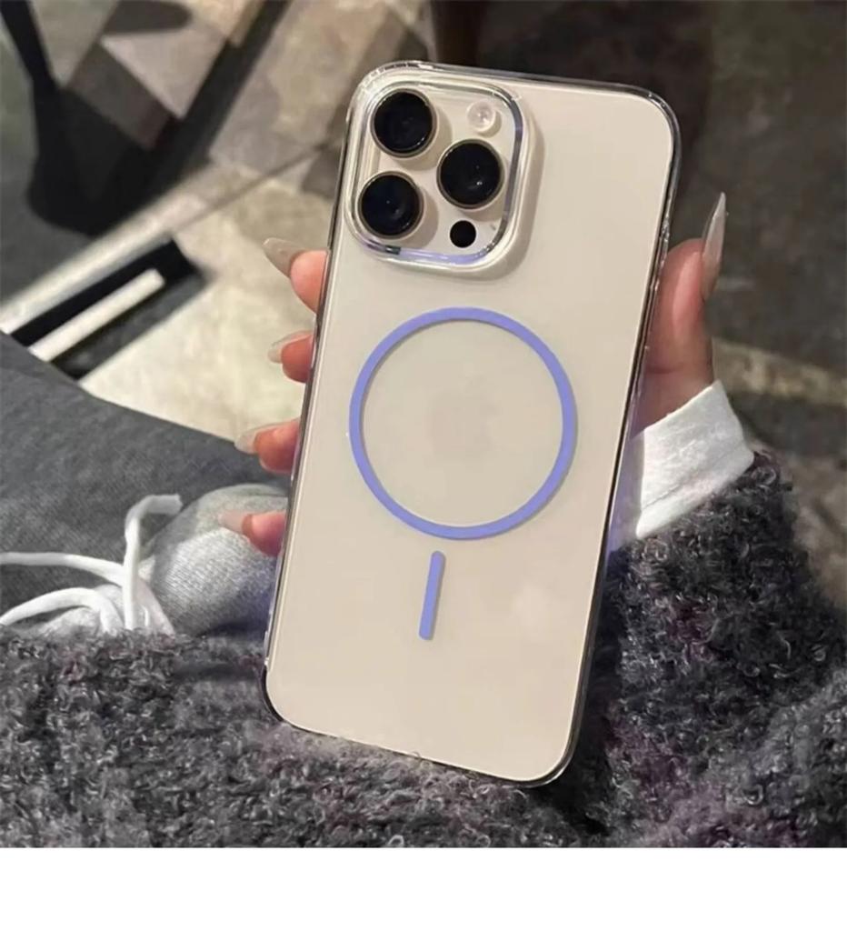 Luxury Transparent Ultra Thin PC For Magsafe Case for iPhone 16 15 14 Plus 13 12 Pro Max Wireless Charge Magneitc Crystal Cover