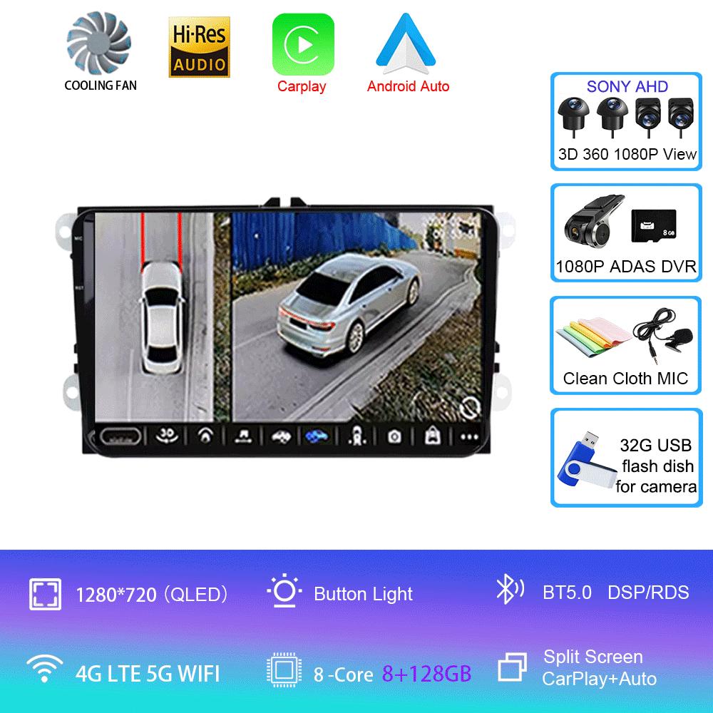 Radio auto 2 din android 14 ecran stereo Pentru VW Volkswagen Amarok Magotan Touran Polo MK5 SKODA Yeti Fabia Superb SEAT Toledo