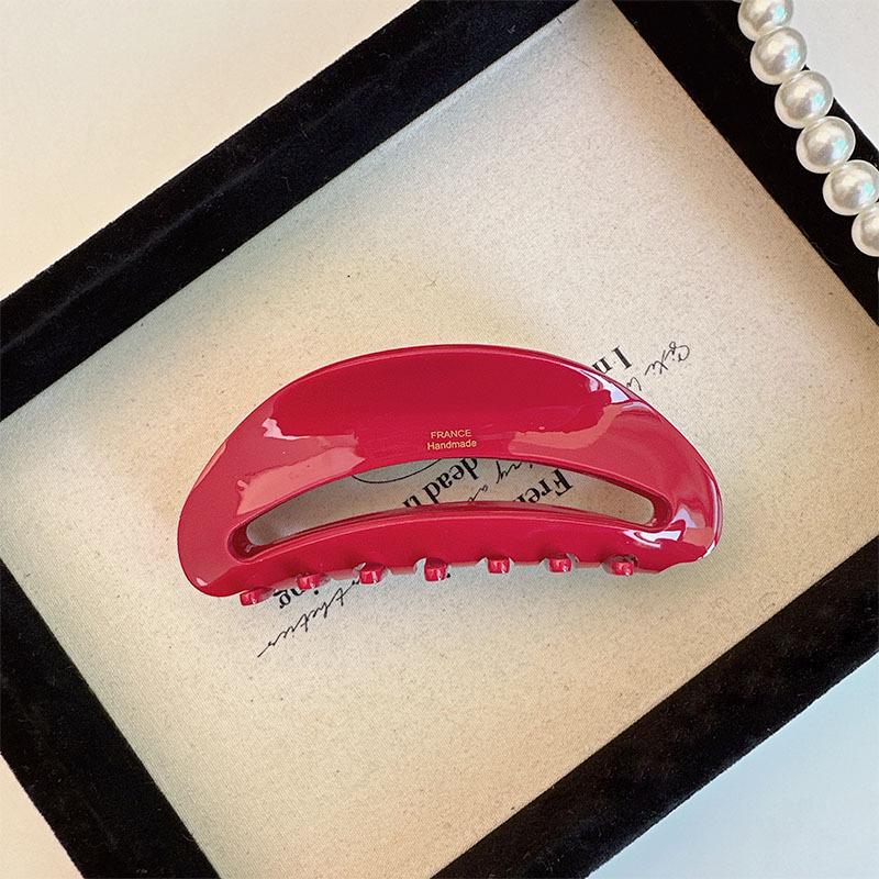 

Элегантная красная ацетатная шпилька для женщин - большой зажим в виде акулы для пучка на затылке