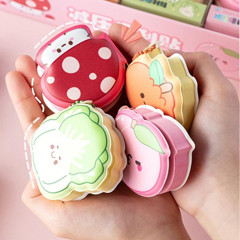 4 Pcs Mini Cute Cartoon Memo Pad Game Console Vegetable Bread Shape Sticky Note Portable Message Book Pendant Book