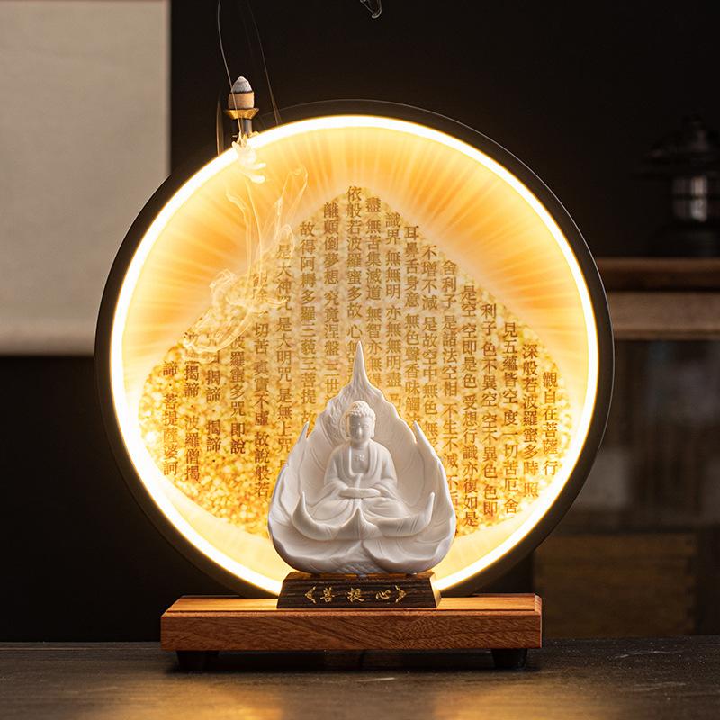 Ceramic ornament "Lotus Heart Guanyin Bodhisattva" Dehua White Porcelain Lin Yixin Buddha Statue Western Three Saints Statue