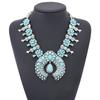 Stylish Bohemian Turquoise Flower Pendant Alloy Necklace