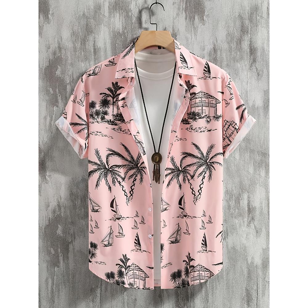 Men s Casual Tropical Hawaiian Short Sleeve Button Shirt S