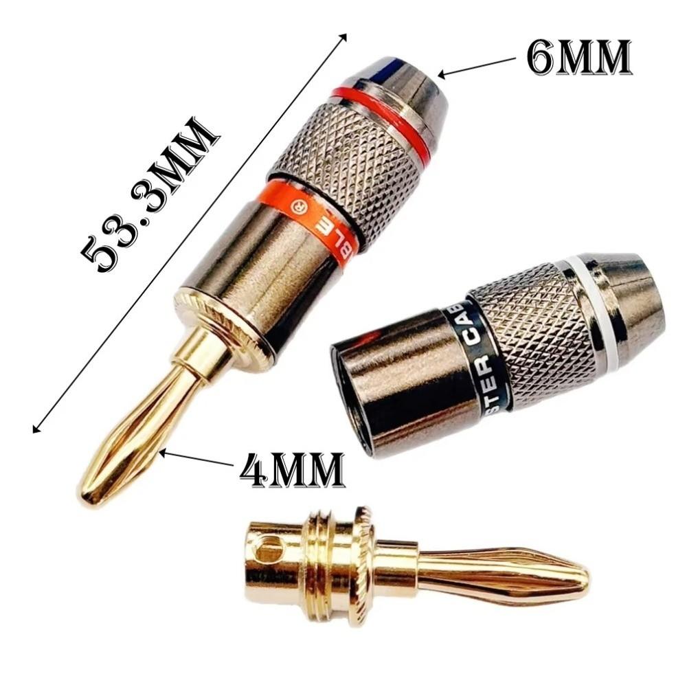 High Quality 4mm Copper Speaker Adapters 24K Gold-Plated Screw-Type Audio Connectors Durable Banana Plug