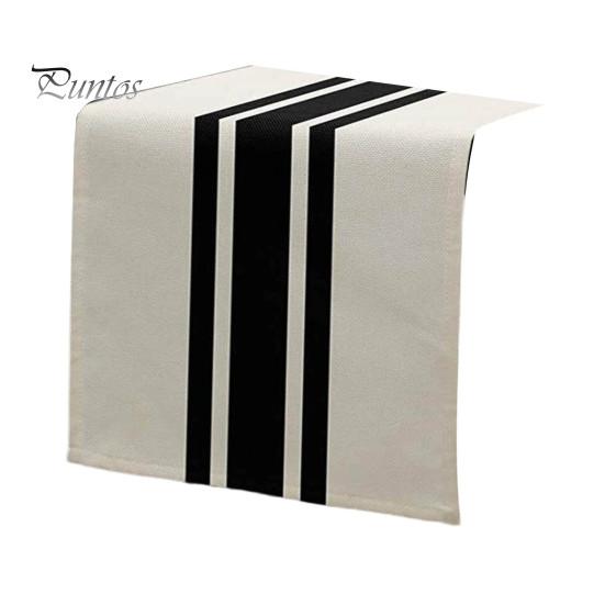 Easy Care Table Decor Modern Geometric Runner, Black And White Checkered Washable Rectangular Desk Runner 72 Inch Striped for Dining Decorative Cover