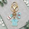Heart-shaped Syringe Stethoscope Keychain with Nurse Cap Pendant Ornament
