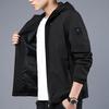 Men's Jacket Autumn Hooded Pure Color Coat Casual Trendy Zipper Top Sportswear Jackets