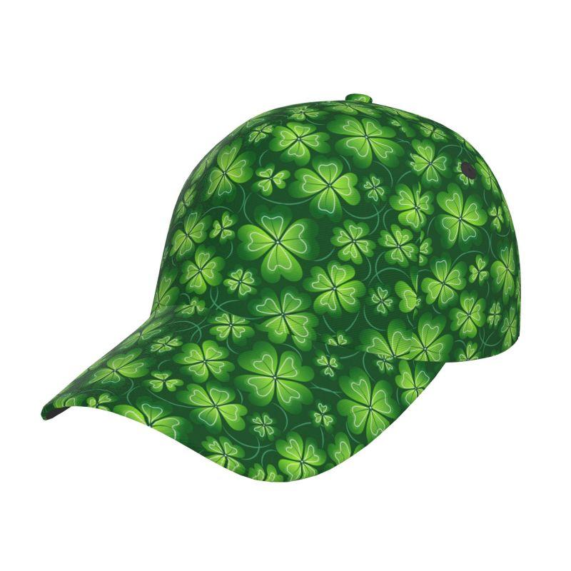 St Patrick's Day Irish Leaf Clovers Print Baseball Cap Unisex Adjustable Baseball Cap Outdoor Sun Visor Caps for Men Women