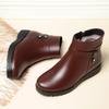 Short Boots, Autumn and Winter Cotton Shoes, Warm Boots, Women's Fleece-lined Leather Shoes, Middle-aged Women's Shoes