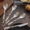 2 In 1 Outdoor Titanium Spoon Camping Tableware Portable Bottle Opener Camping Picnic Dinner Spork Fork For Travel Backpacking
