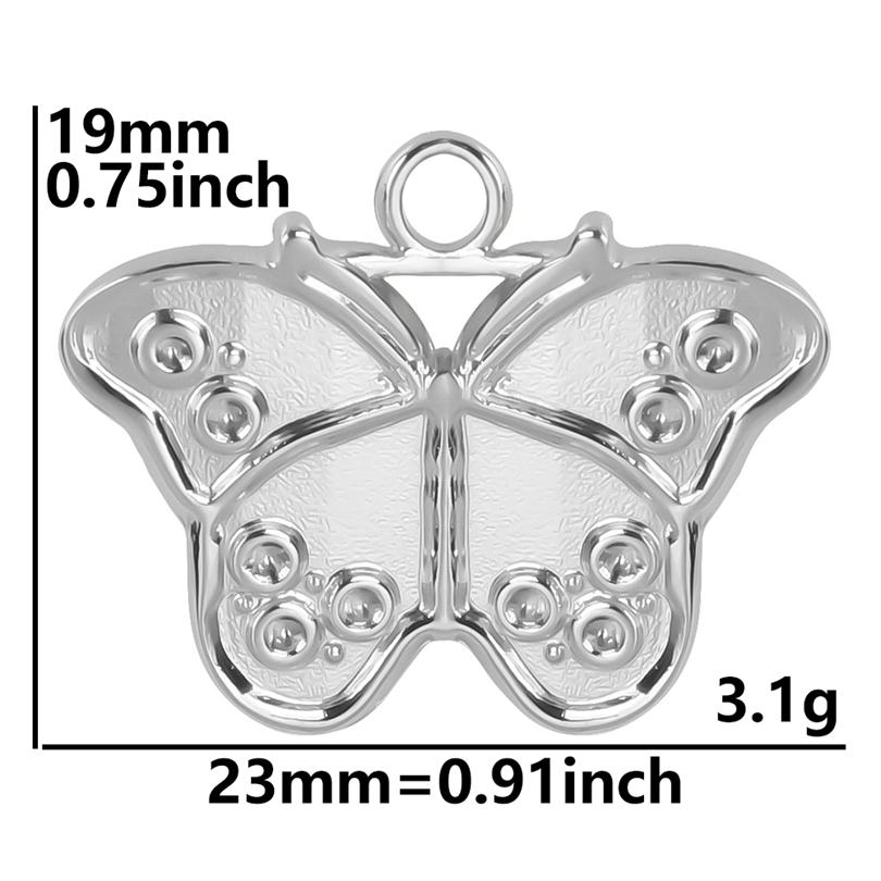 6pcs/Lot Insect Pendant Silver Color Stainless Steel Butterfly Charms For Jewelry Making Supplies DIY Necklace Earrings Pendants