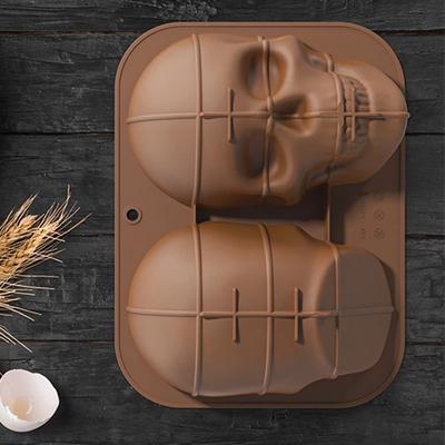Molde Grande Realista de Calavera de Silicona para Pastel DIY Molde para Hornear Pasteles para Regalos de Halloween Accesorios de Cocina Herramienta de Decoración para Hornear FU