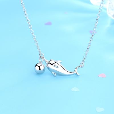 Original Romantic Little Dolphin Collarbone Necklace Korean Version Fashionable Simple Sweet Girl Pendant for Girlfriends