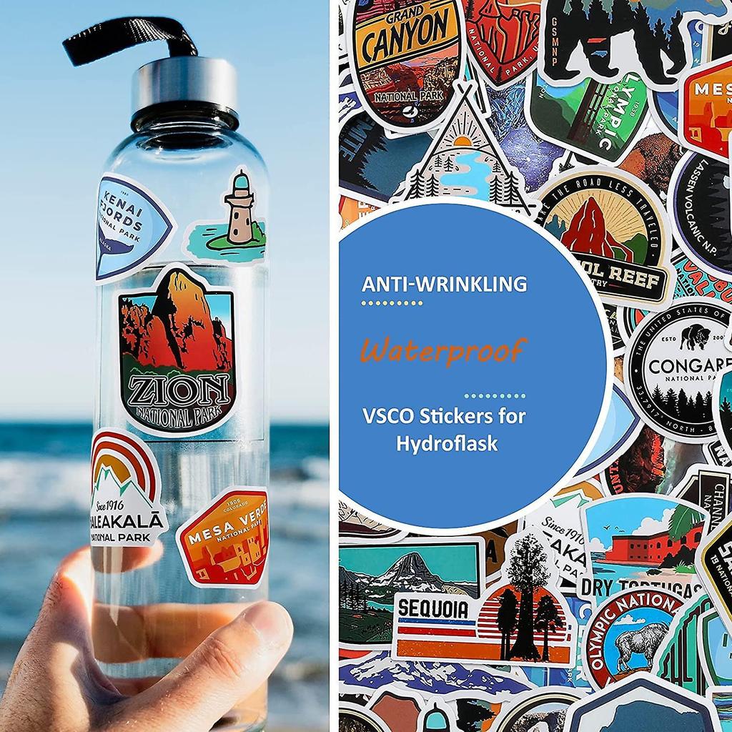 200 Pieces National Park Forest Stickers Waterproof Adventure Nature Stickers Wilderness Decals Outdoor Hiking Camping Sticker for Laptop Water Bottle