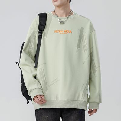 Suéter tamanho grande masculino primavera nova camiseta masculina simples 135 kg solto manga comprida top