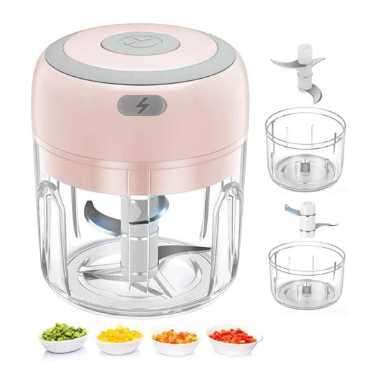 Yousheng Rechargeable Garlic Chopper 100/250ml Mini Food Processor for Vegetables Fruits Nuts Meat One-Button Operation Garlic Clay Machine