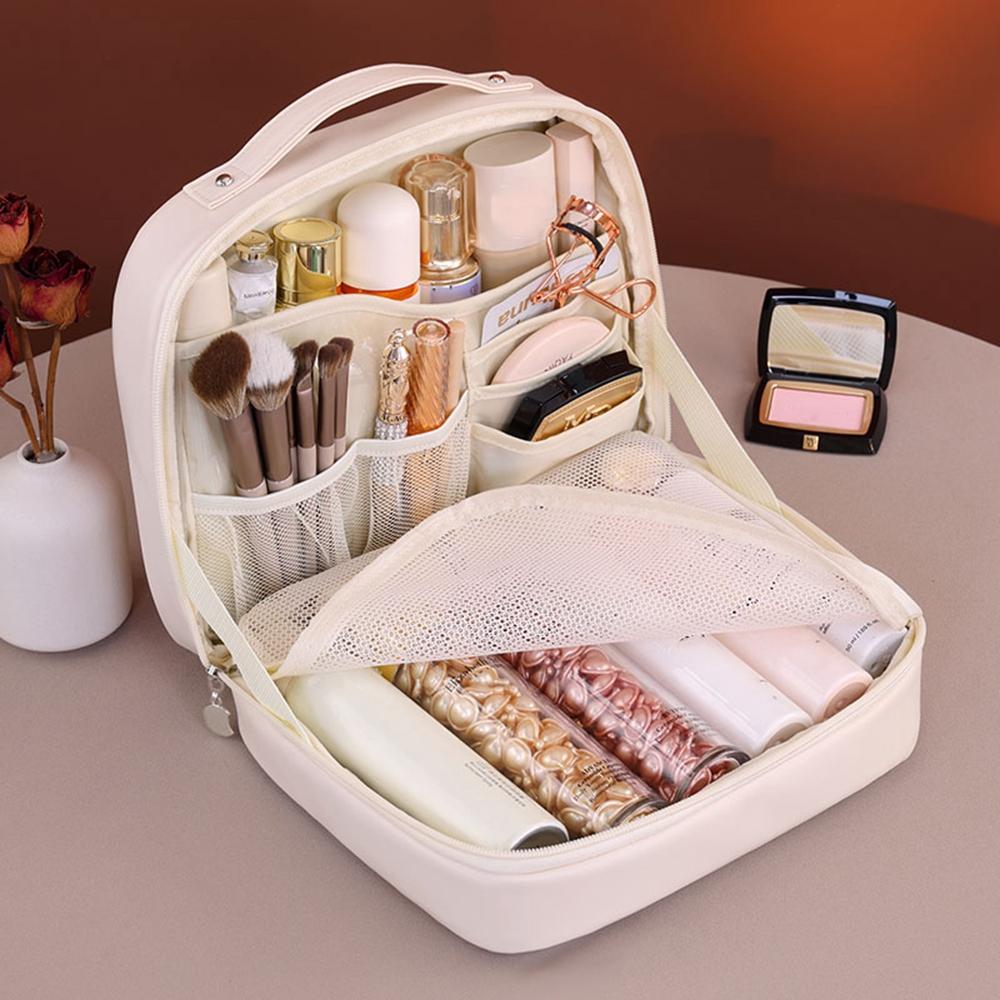 8098 Large Capacity Portable Makeup Bag For Travel Luxury Toiletry Organizer Double Layer Waterproof Cosmetic Case
