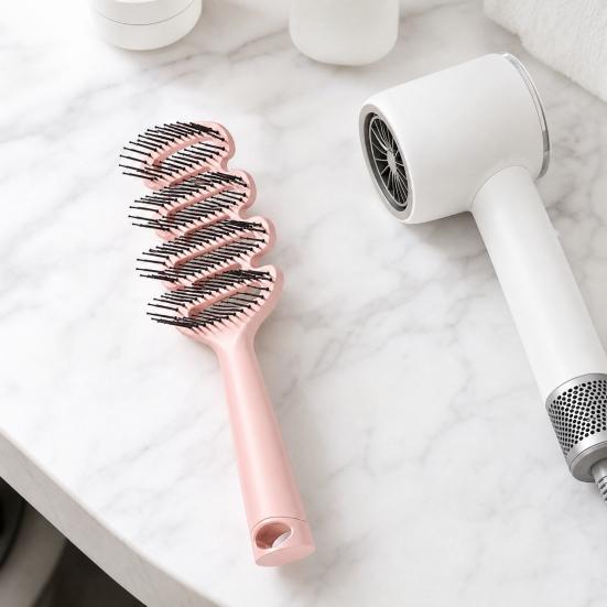 Kids Vented Hair Brush with Ergonomic Handle, Blow Fast Drying Scalp Massage Brush, Detangling Brush for Long Thick Curly Wet Hair