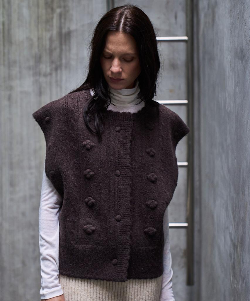 GRIDAJ Alpaca Crochet Knit Vest _ Brown
