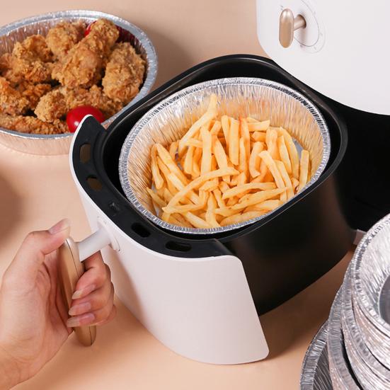 20Pcs Fryer Pot Liners Food Grade Heat-Resistant Wash Free Round Extra-Deep Fryer Pot Liner Aluminum Foil Pans Kitchen Supplies