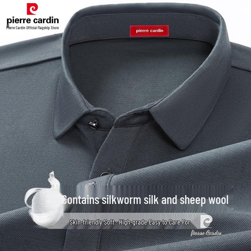 Pierre Cardin Men's Silk Wool Blend Long Sleeve Polo Shirt