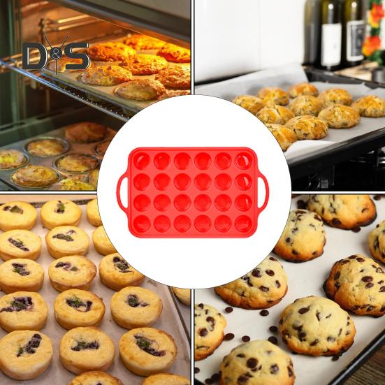 Silicone Cake Mold Non-Stick 24 Cupcake Pan BPA Free Muffin Tray Oven Safe Cupcake Baking Pan Easy Release Kitchen Gadget