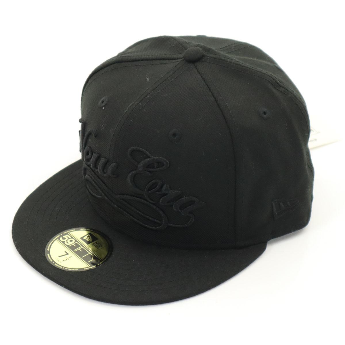 

unused NEW ERA SCRIPT cap 59 black FIFTY Hat Men s Used