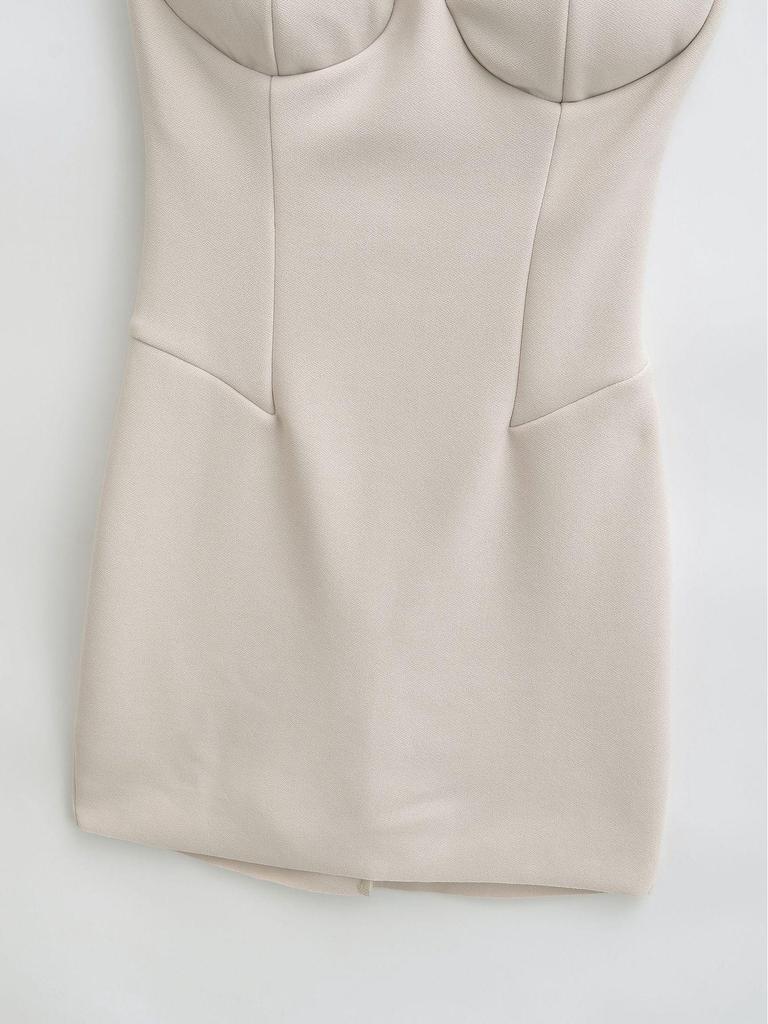 Elegant Thai Strapless Bandeau Dress: Women's Sexy Fishbone Corset Bodycon Gown with Hip-hugging Short Skirt for Spring/Summer