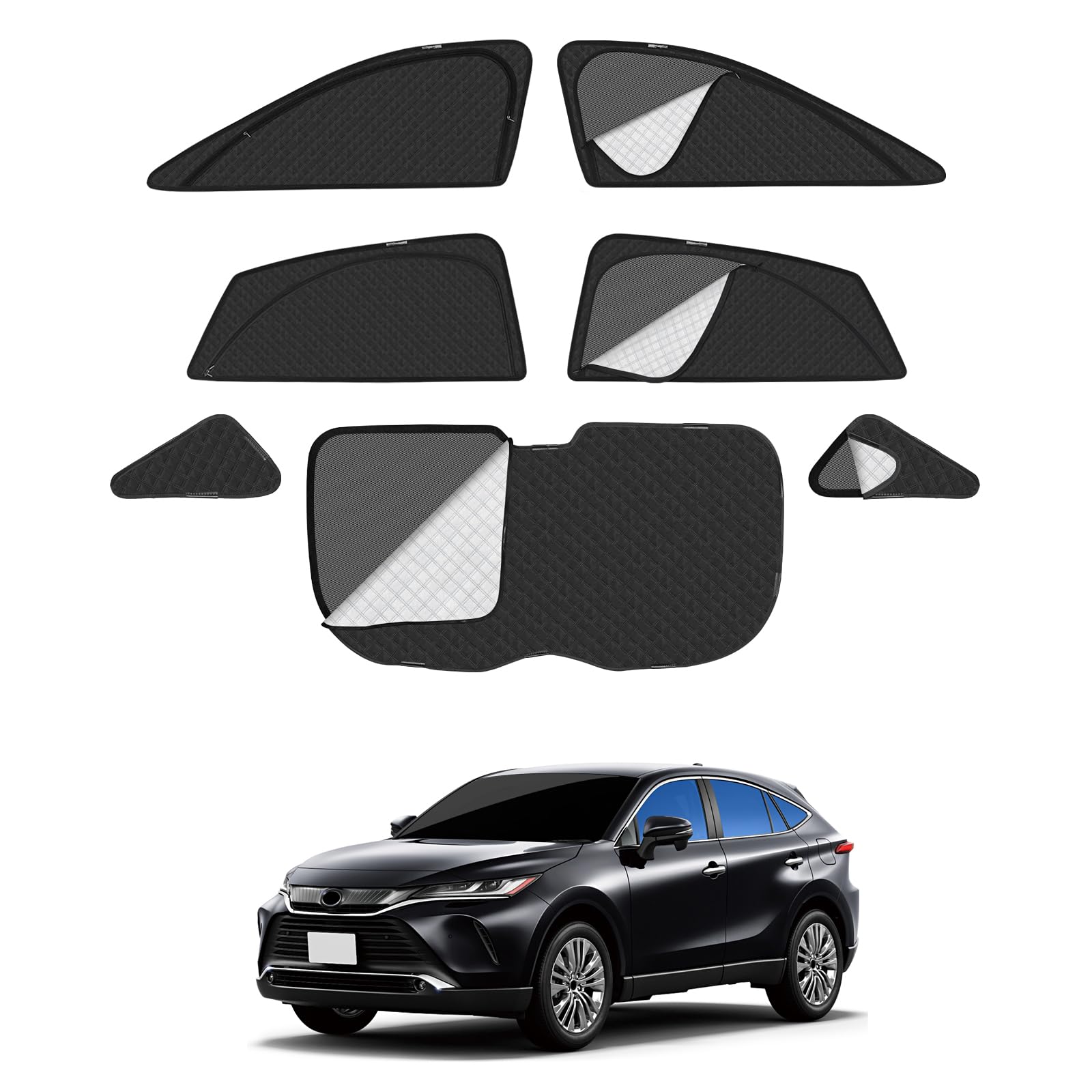 

Mesh Designed Specifically for Toyota Harrier 80 Heat Sun Insect Privacy Side UV Back Door Perfect for Car 7 Panels 2-in-1 Curtains, Series, Sunshade,