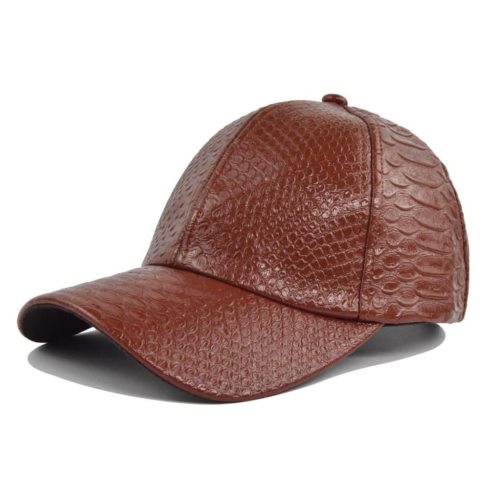 Cl740-1 Black Faux Crocodile Leather Baseball Cap Adjustable Sun Hat Breathable Warm