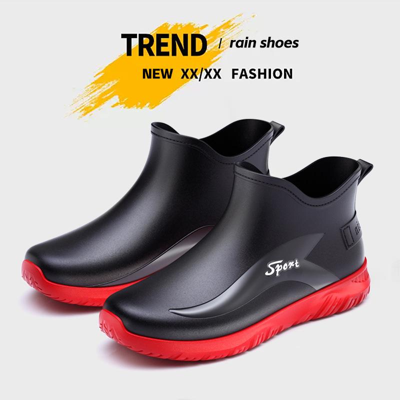 Winter Fleece Cover Warm Rubber Shoes Fashionable Waterproof Rubber Shoes Men's Rain Shoes Fashionable Outdoor Flat Rain Boots Rider Water Shoes
