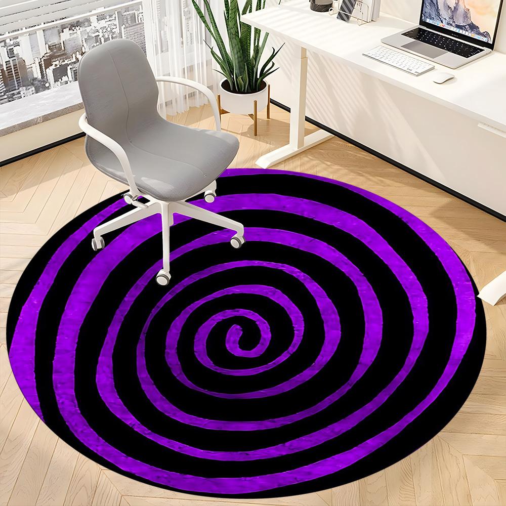 1pc Spiral Pattern Office Round Area Rug,  Mat Suitable ForOffice, Under Office Chairs Bedroom Living Room Home Decor, Room Deco