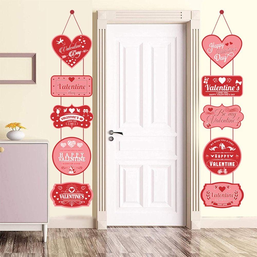 2pcs Romantic Valentines Day Decorations Confession Multipurpose Front-Porch Door Hanger Arrange Props Party Signs Banners