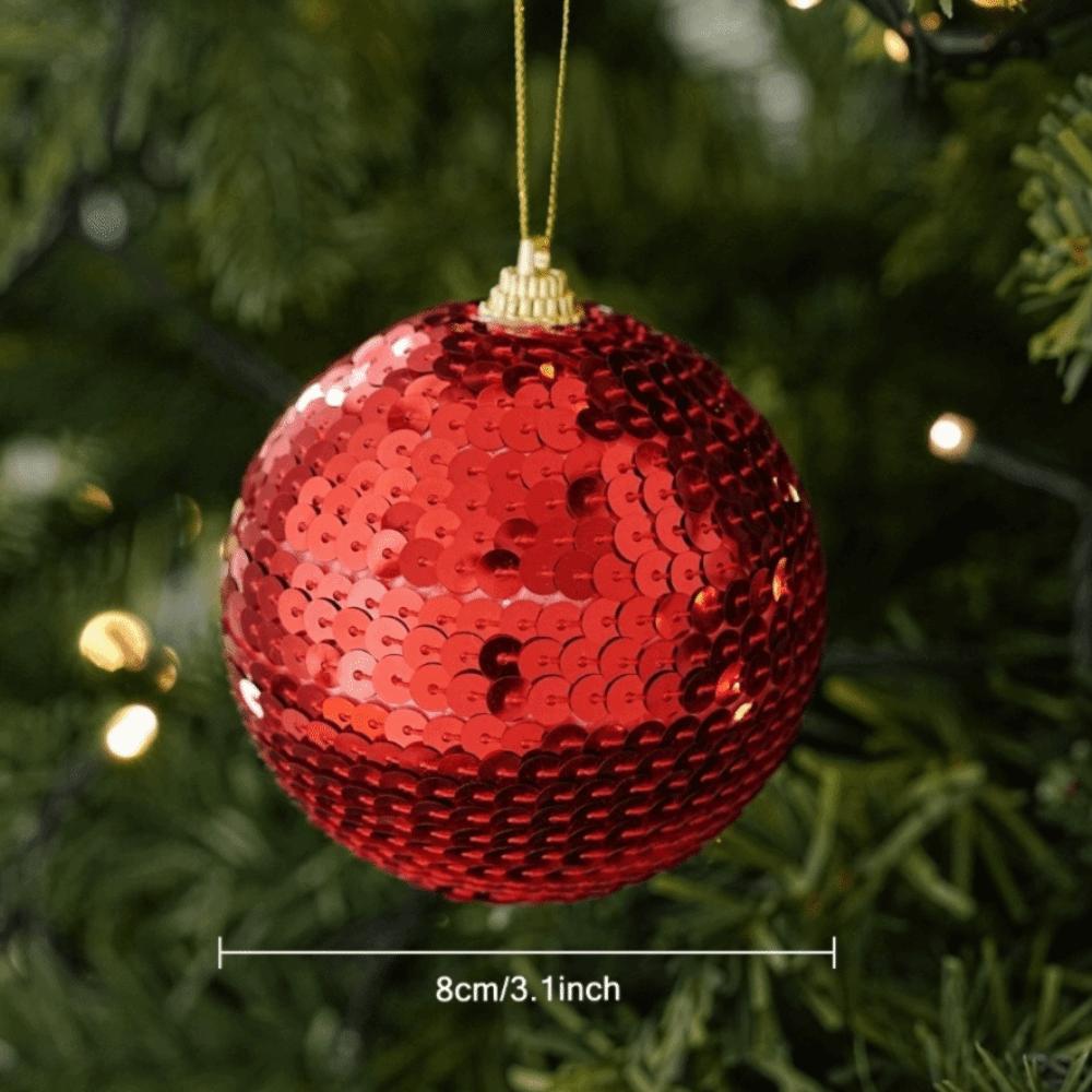 Round Shape Sequin Foam Ball Sequin Covered Xmas Hanging Decor Tree Ornament Festive Setup
