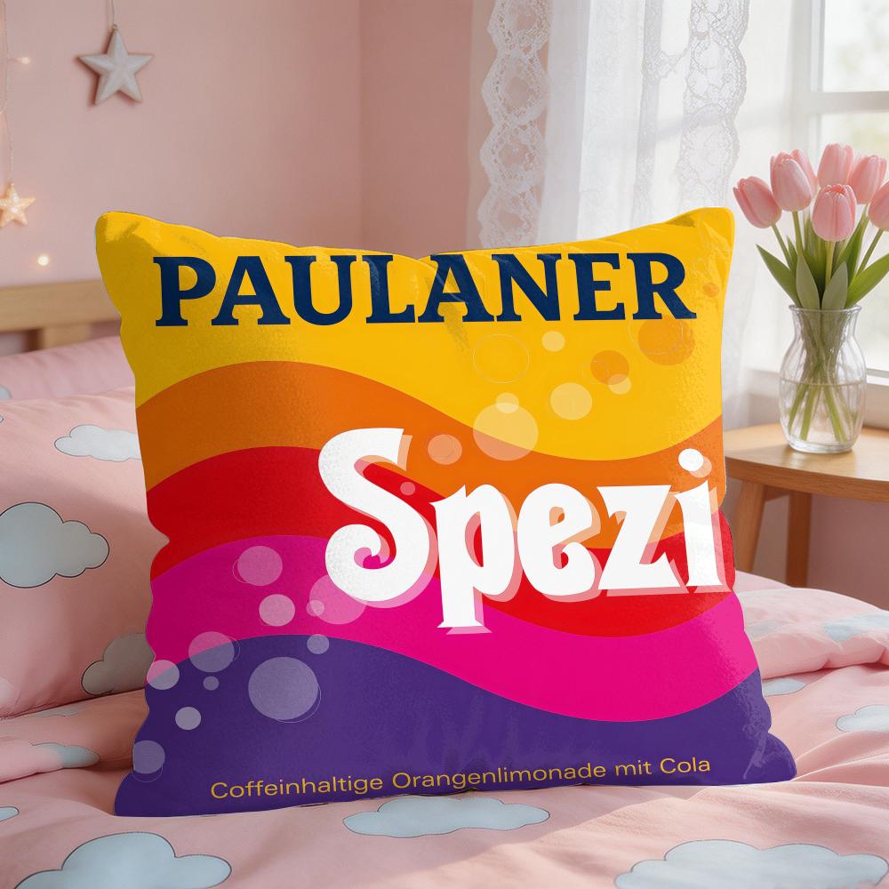 Paulaner Spezi Logo Kissenbezug Quadratisch Kurzflor Kissenhülle Wohnzimmer Sofa Heimdeko Funda X