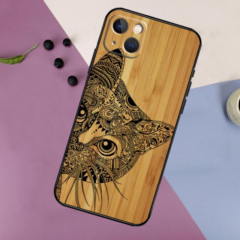 Bamboo Wood Pattern Skull Print Case For iPhone 16 15 14 13 12 11 Pro Max Mini X XR XS Max 7 8 Plus 2 Bumper Cases Cover