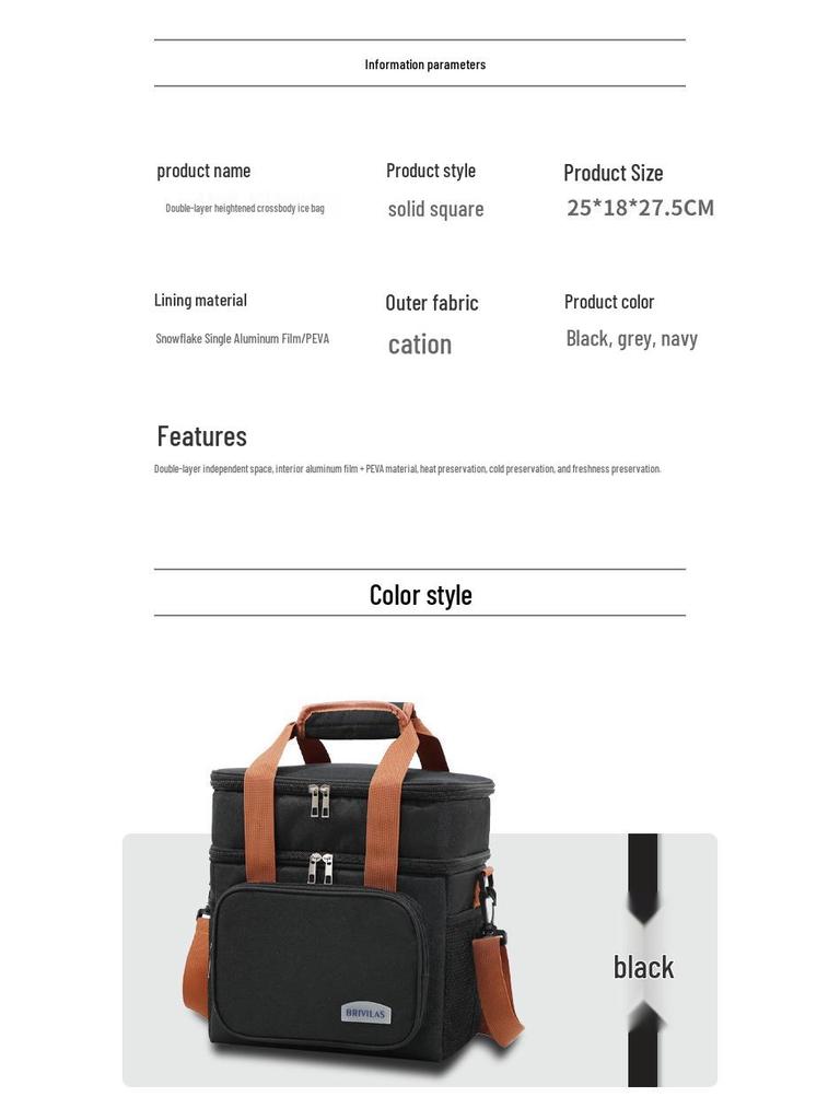Portable Double-Layer Insulated Oxford Picnic Bag - Foldable & Thickened